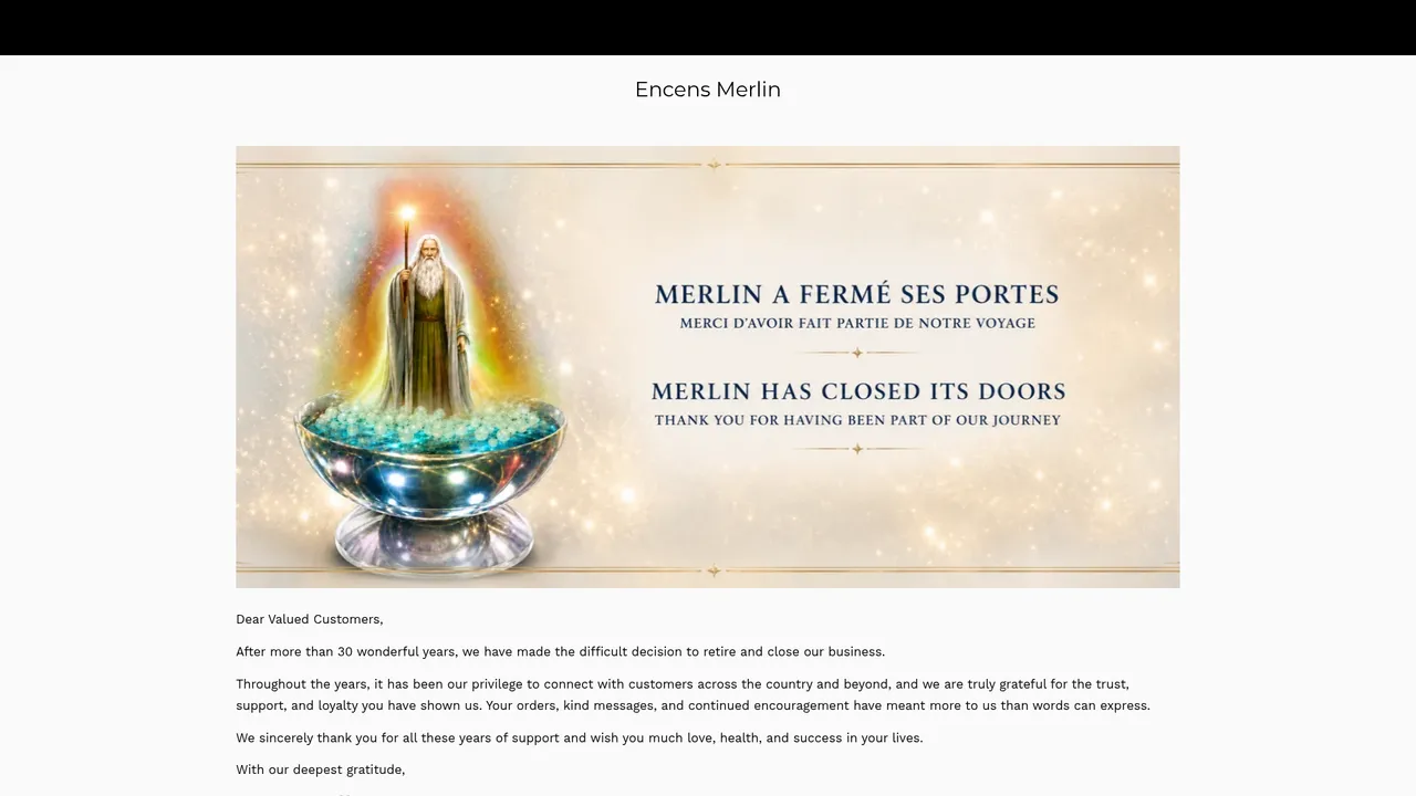 Screenshot de encensmerlin.ca
