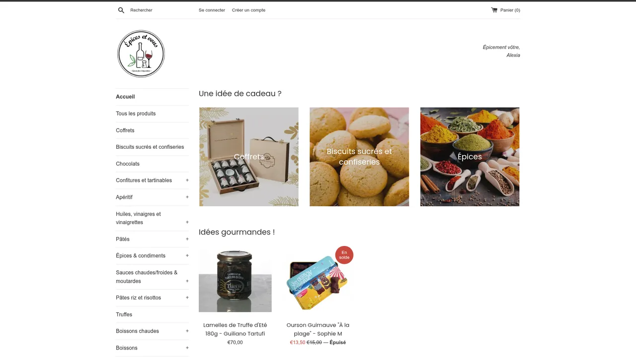 Aperçu du site epices-et-vous.be