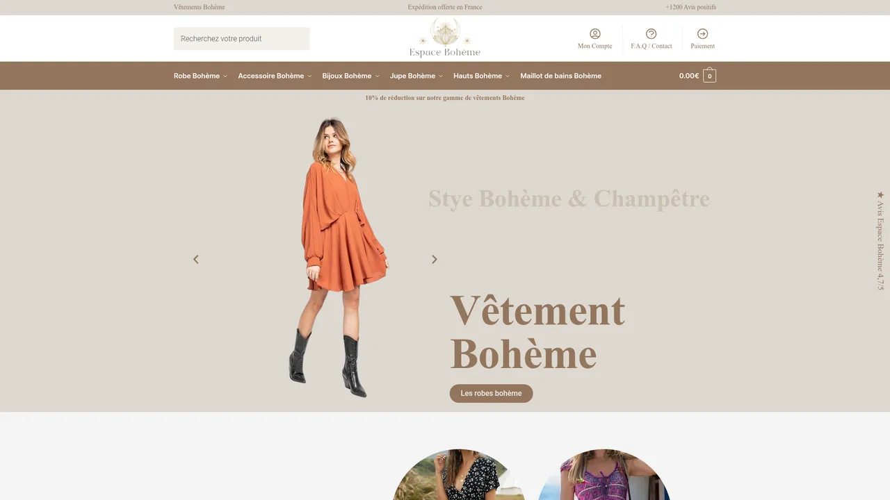 Aperçu du site Espace Bohème
