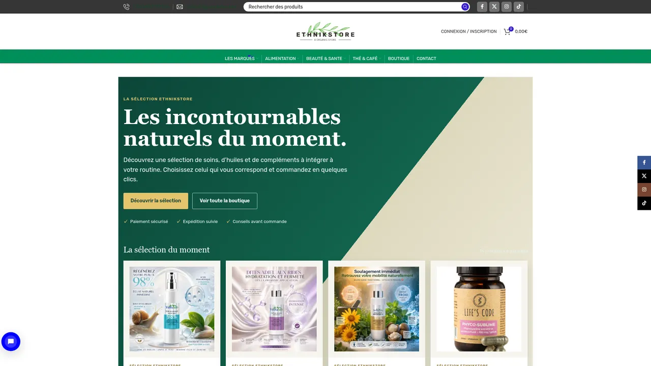 Aperçu du site ethnikstore