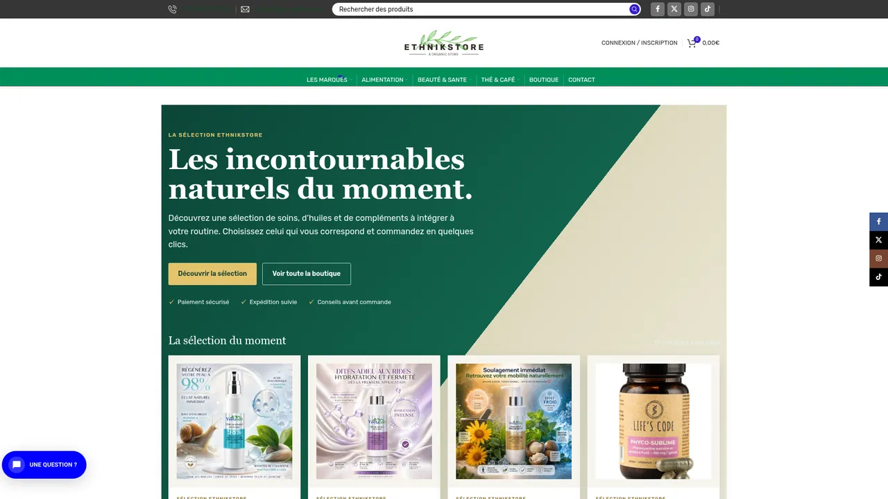 Aperçu du site Ethnikstore