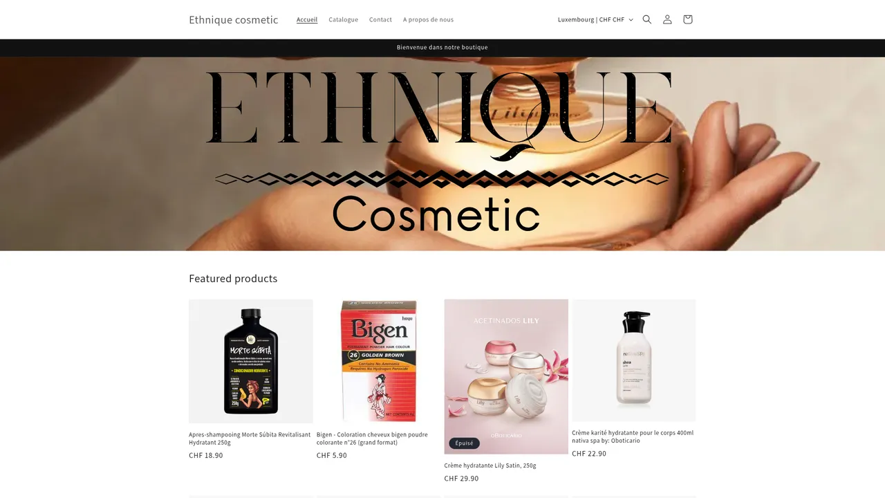 Screenshot de ethniquecosmetic.com