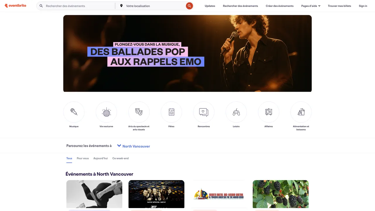Screenshot de Eventbrite