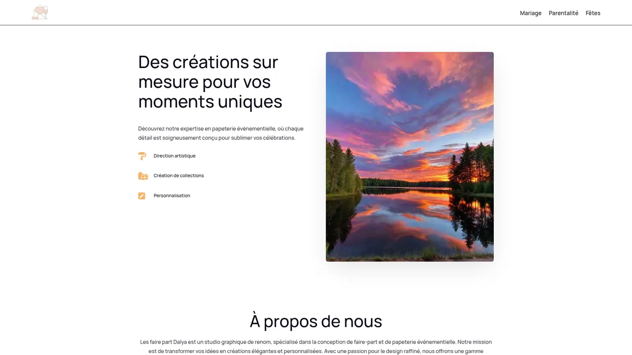 Aperçu du site FAIRE PART NAISSANCE ET MARIAGE