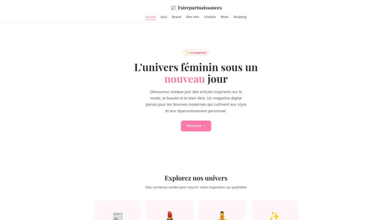 Screenshot de FAIRE-PART NAISSANCE