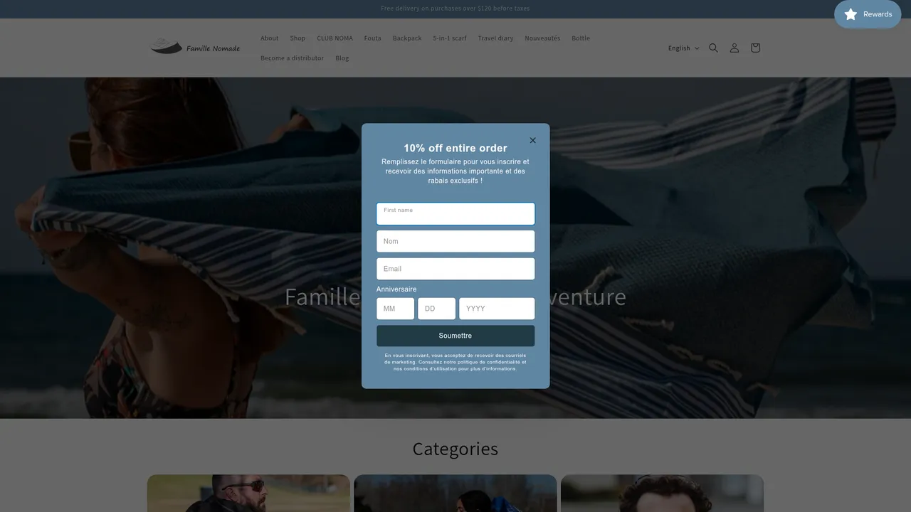 Aperçu du site Famille Nomade