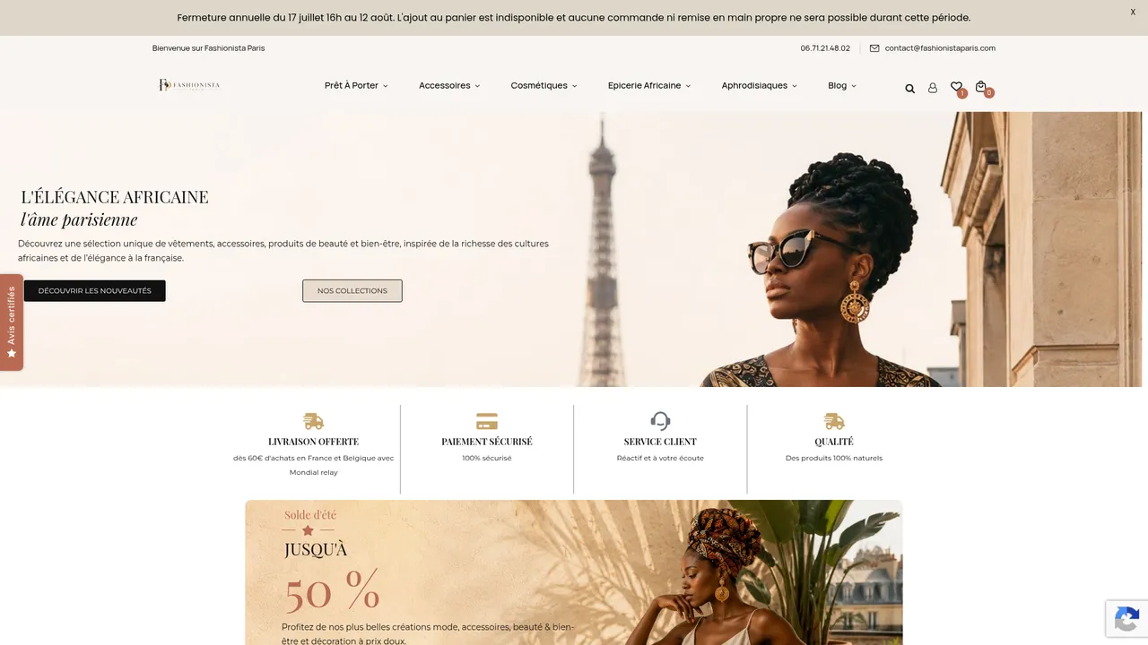 Aperçu du site FashionistaParis