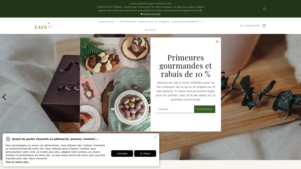 Screenshot de FAYS, terroir chocolaté