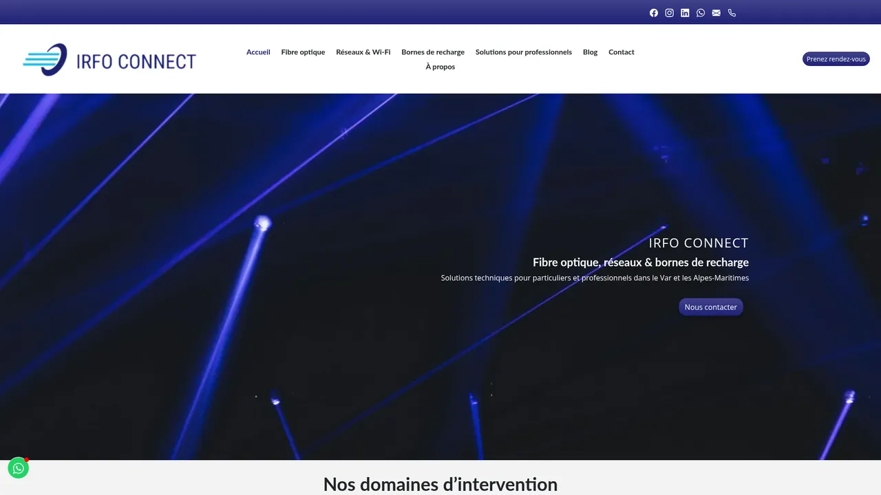 Screenshot de Fibre, réseaux & bornes de recharge | IRFO CONNECT