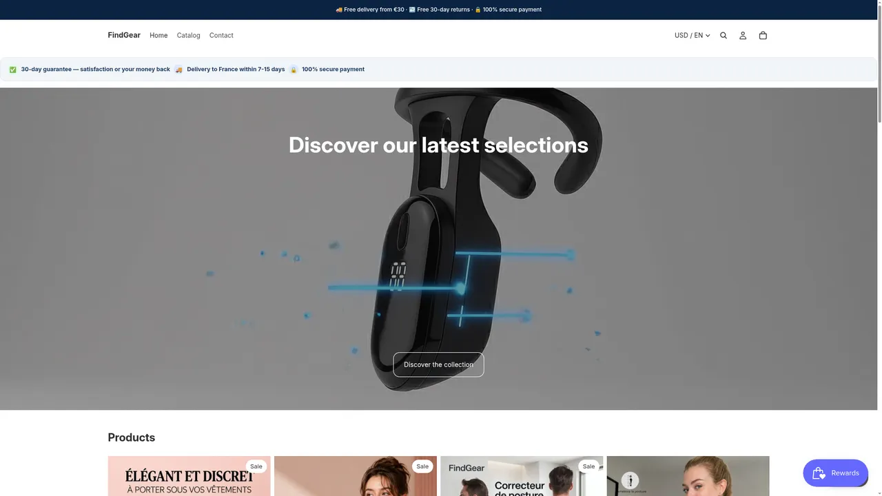 Screenshot de findgear.fr