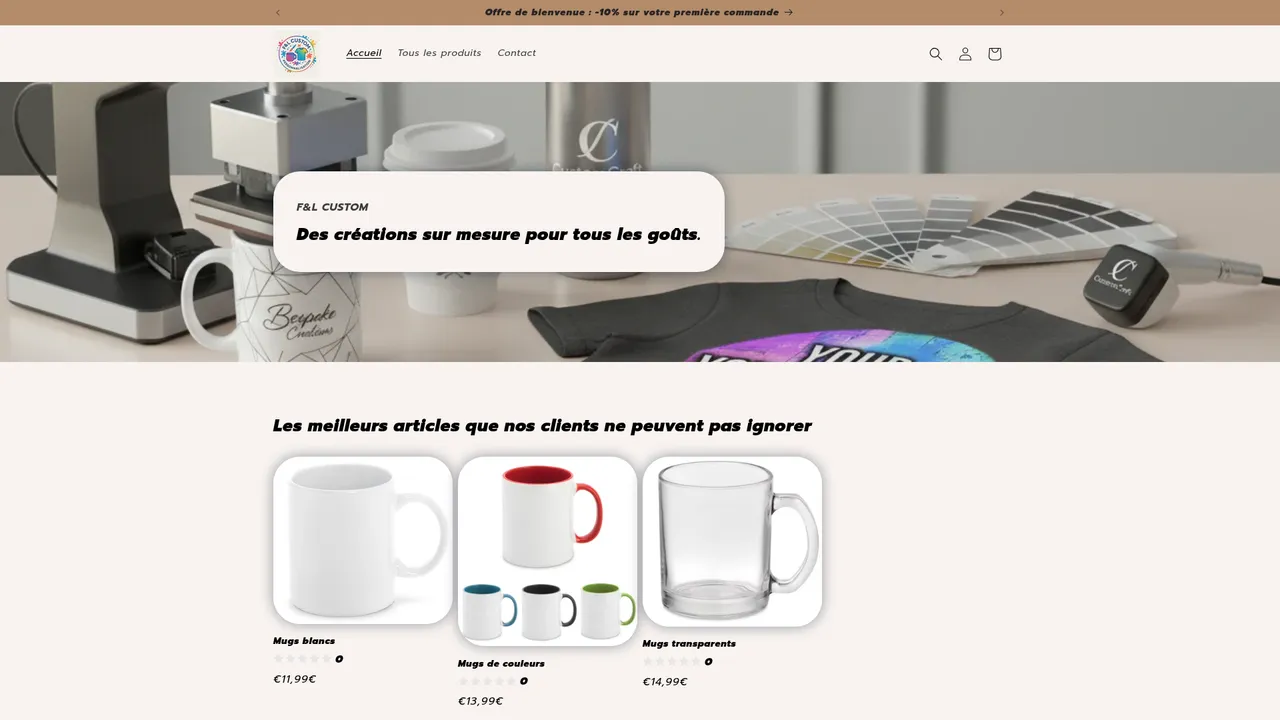 Aperçu du site F&L CUSTOM