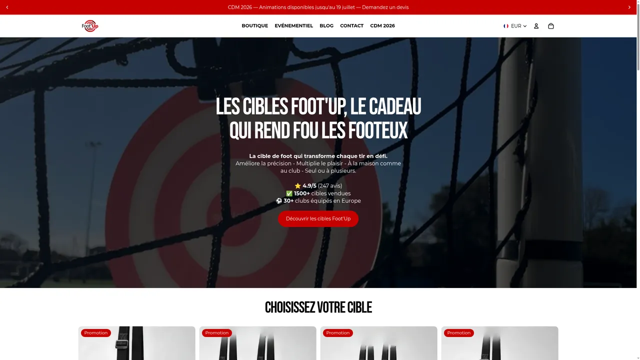 Aperçu du site Foot'Up