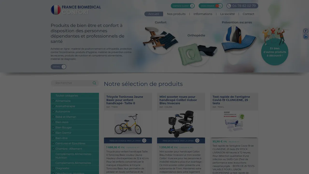 Aperçu du site France Biomedical confort