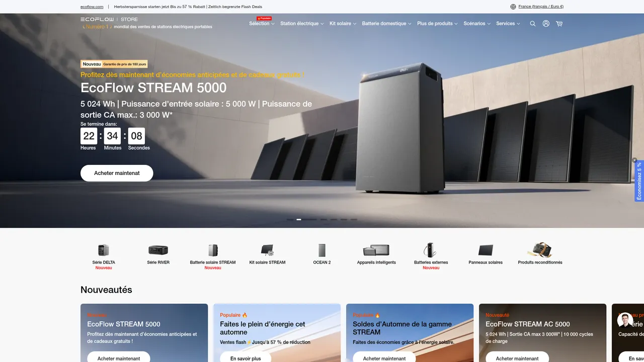 Screenshot de fr.ecoflow.com