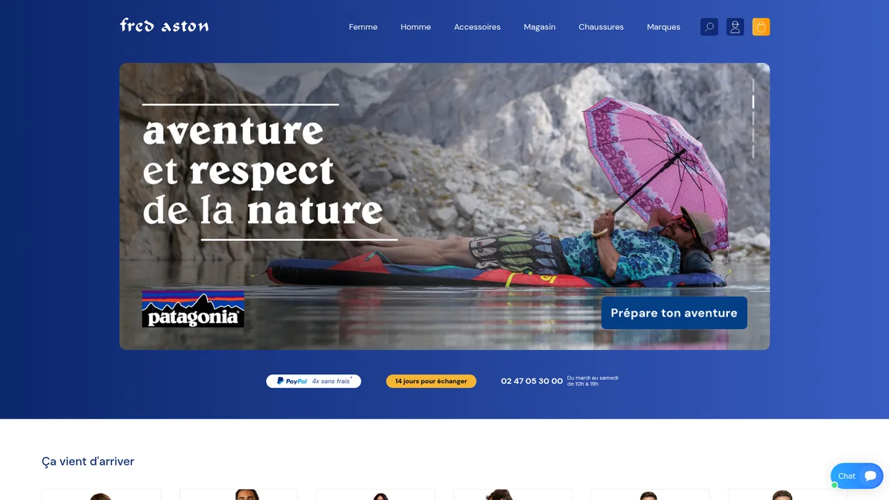 Aperçu du site Fred Aston : Boutique de mode