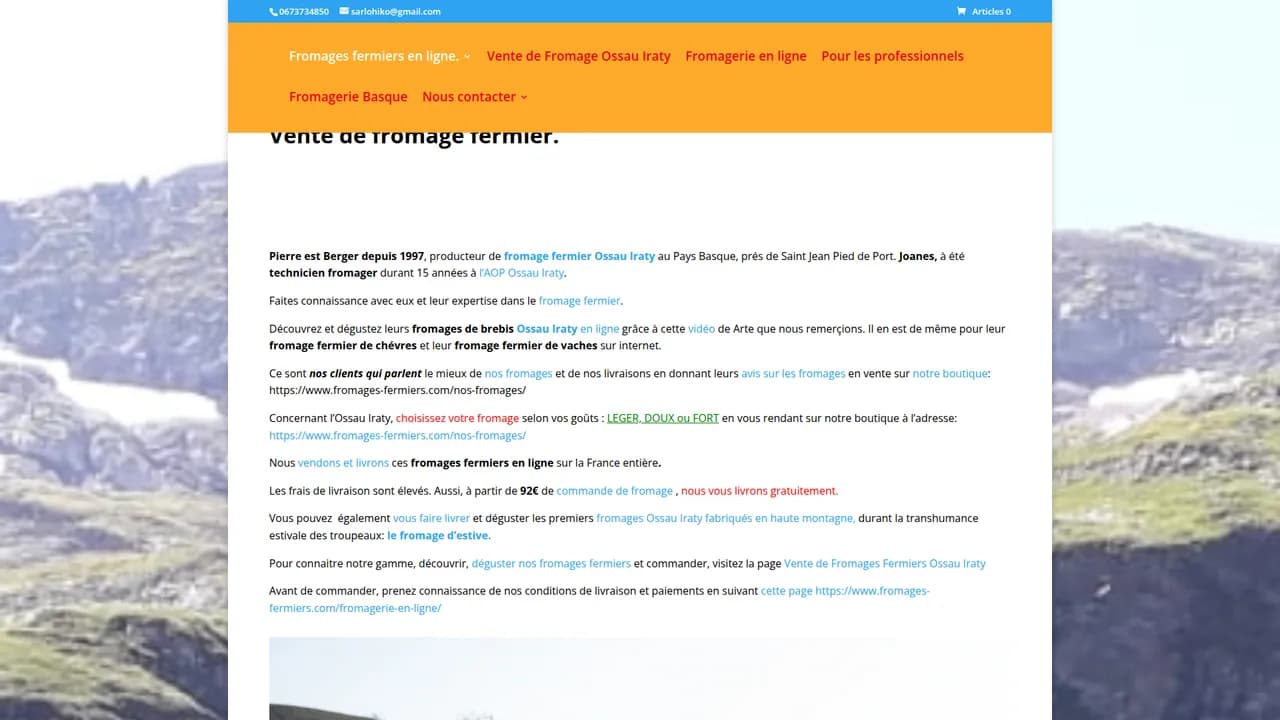 Aperçu du site Fromages-fermiers