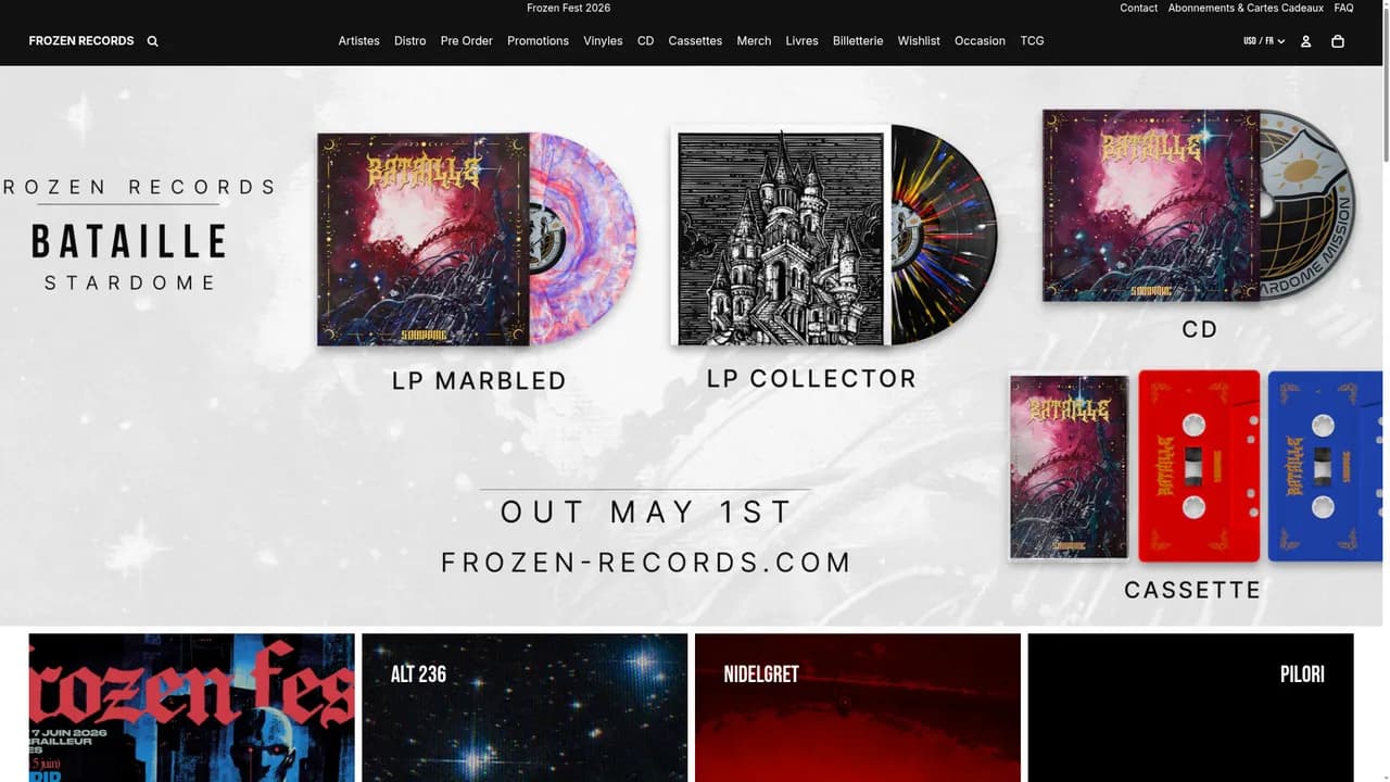 Aperçu du site FROZEN RECORDS