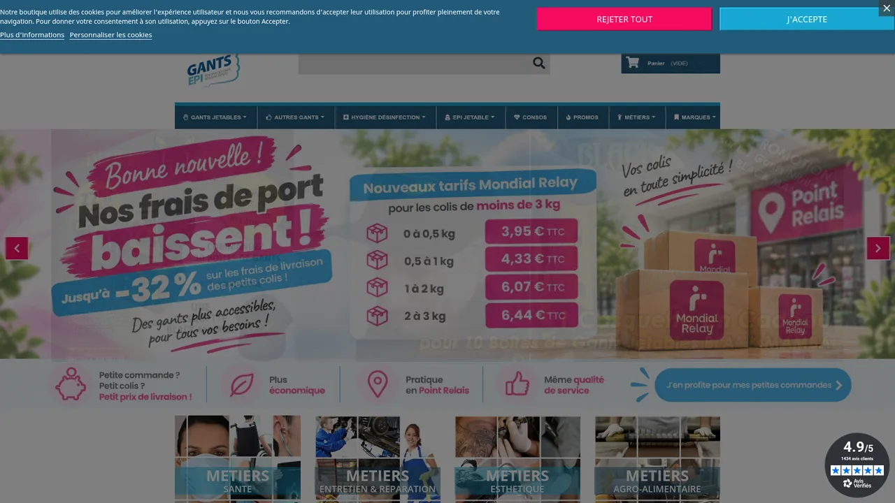 Aperçu du site Gants EPI