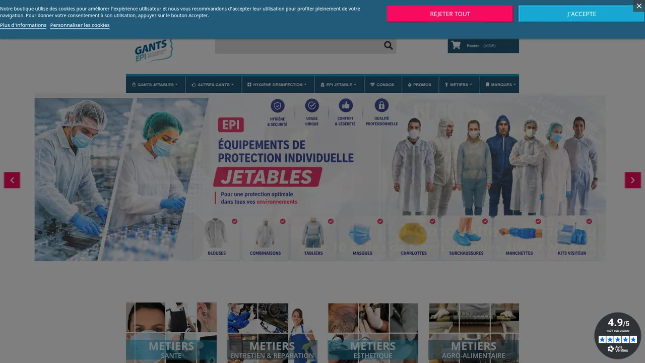 Aperçu du site Gants Médicaux