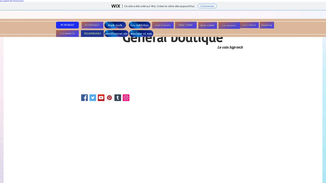 Aperçu du site Générale Boutique