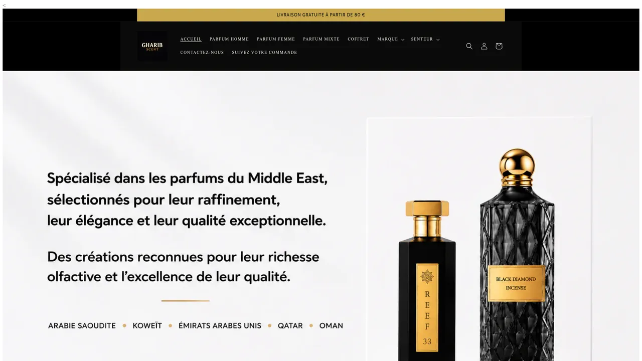 Aperçu du site Gharib Scent