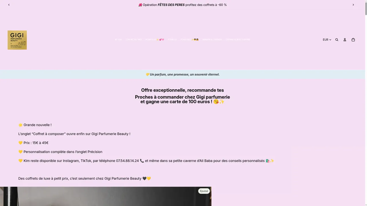 Screenshot de Gigi parfumerie beauty