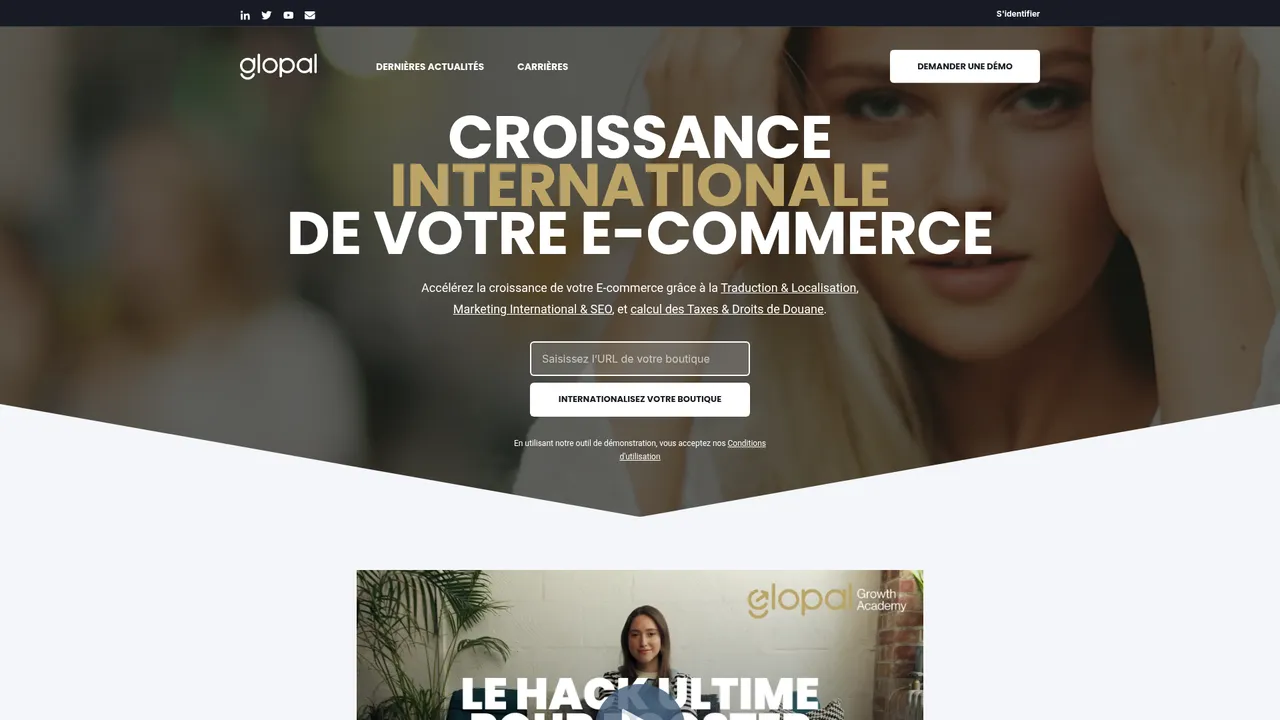 Screenshot de Glopal : accès aux marques internationales