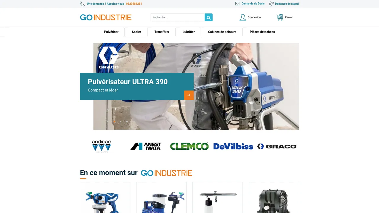 Aperçu du site GO Industrie, distributeur de matériel