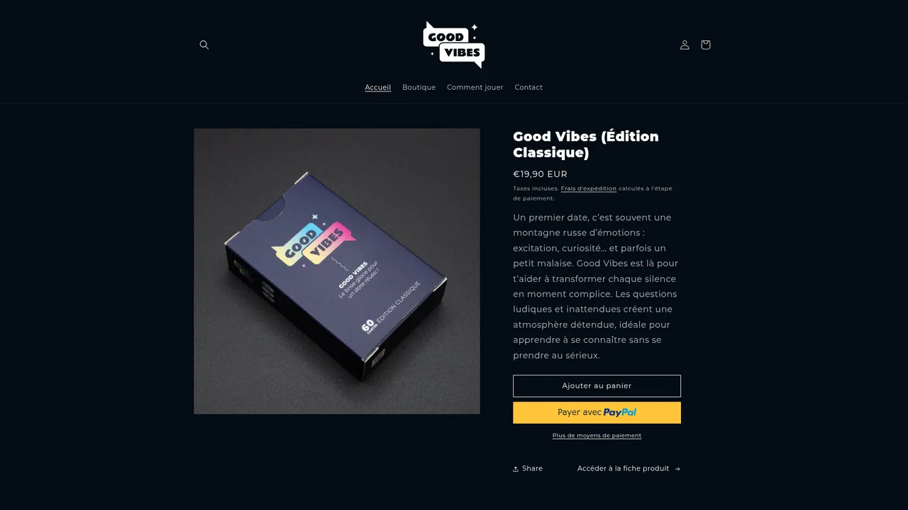 Aperçu du site Good Vibes