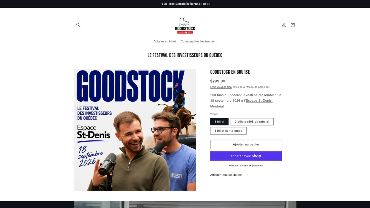 Aperçu du site Goodstock