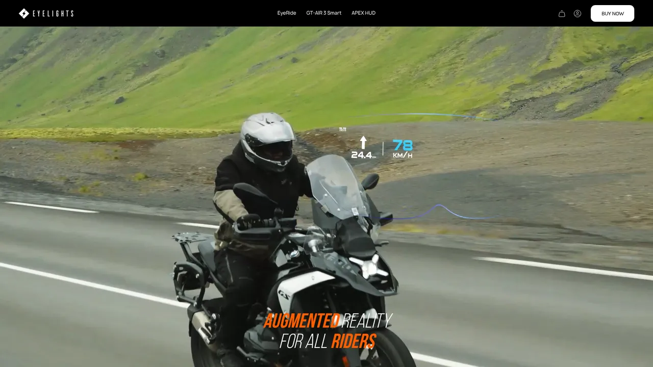 Aperçu du site GPS, Head-Up Display & Intercom for Motorcycles | EyeLights