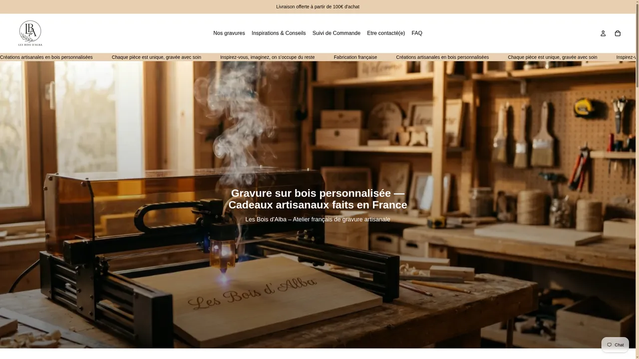 Screenshot de Gravure sur bois personnalisée – Cadeaux artisanaux | Les Bois d'Alba