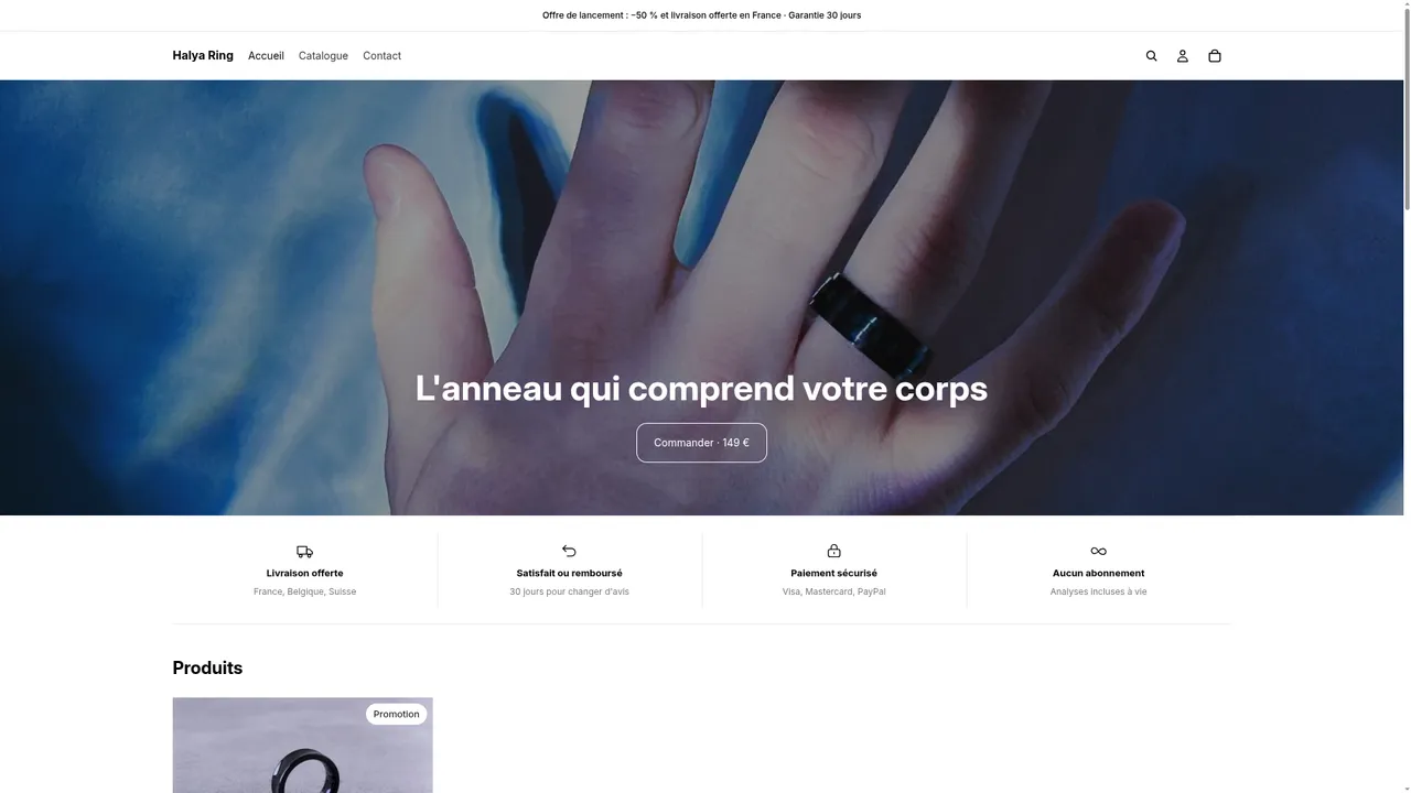 Screenshot de halyaring.com