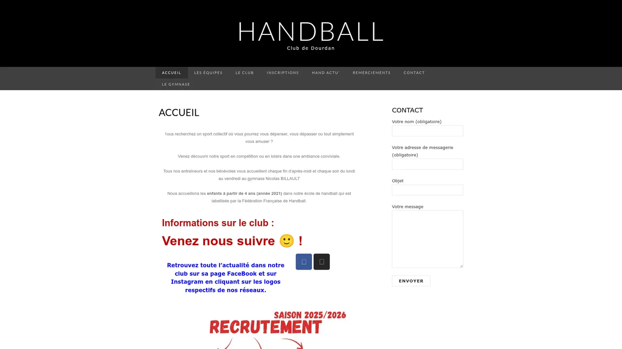 Aperçu du site handballclubdourdan.fr