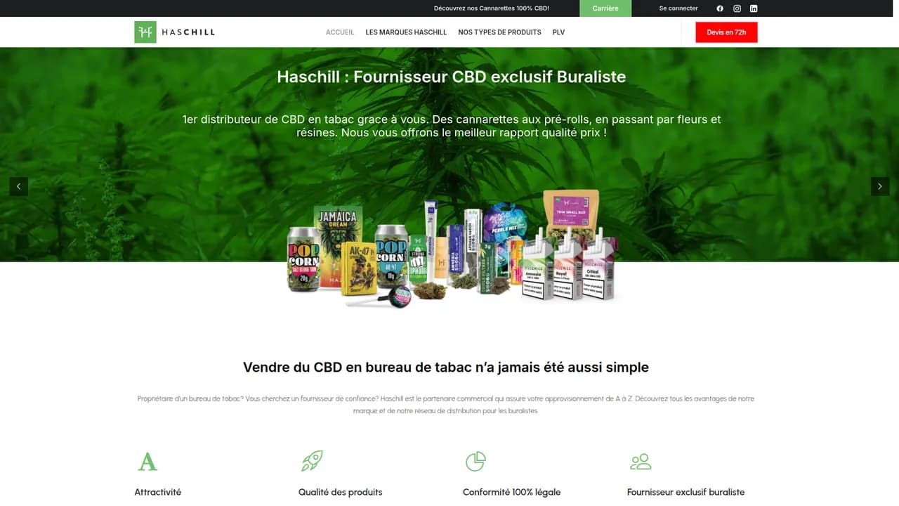 Aperçu du site Haschill : L'expérience CBD