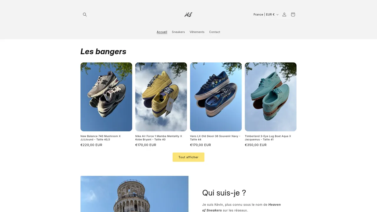 Aperçu du site Heaven of Sneakers