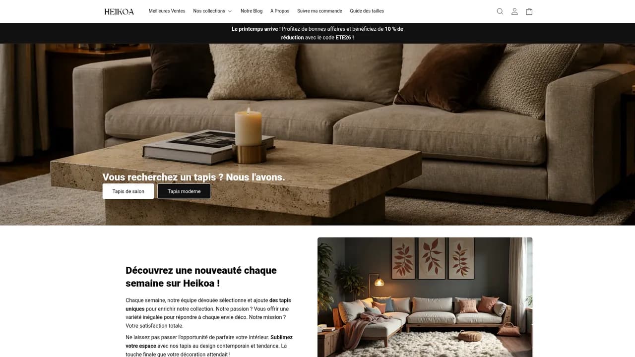 Screenshot de Heikoa - Tapis de salon, chambre et sur mesure