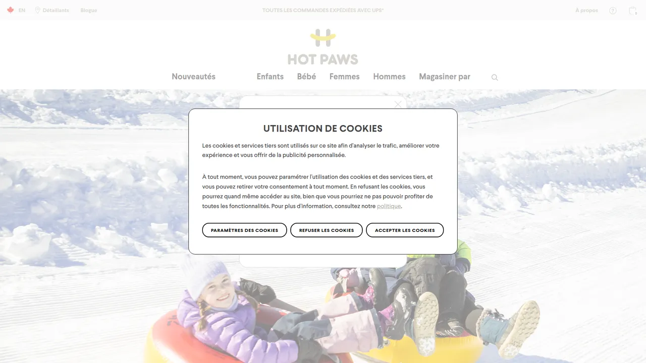 Aperçu du site Hot Paws