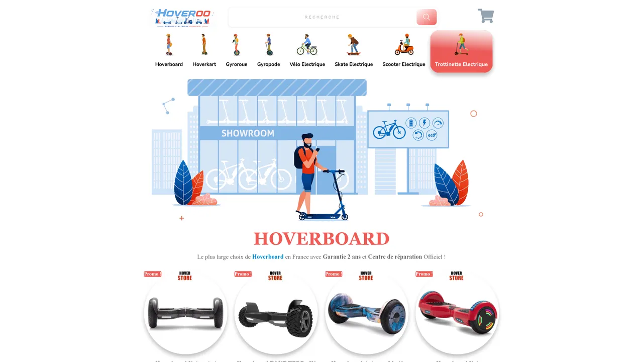 Aperçu du site Hover-store