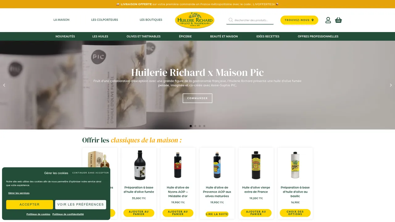 Aperçu du site Epicerie fine - Huilerie Richard
