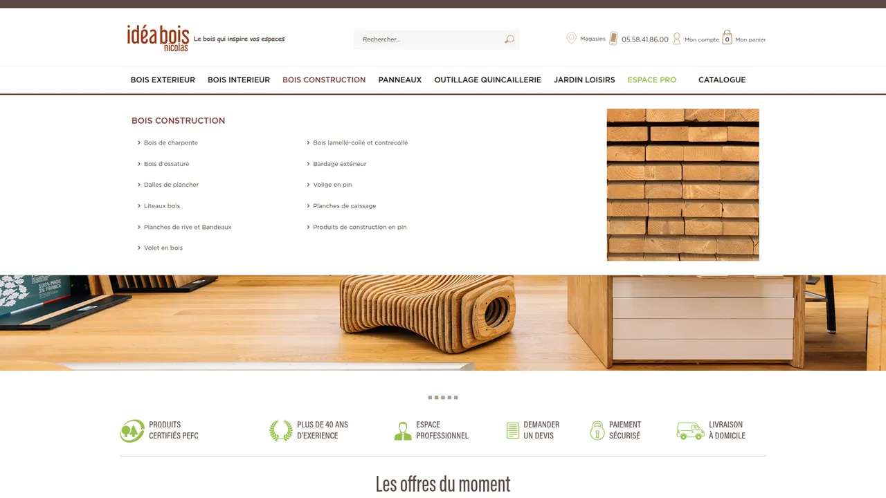 Aperçu du site Idéa Bois