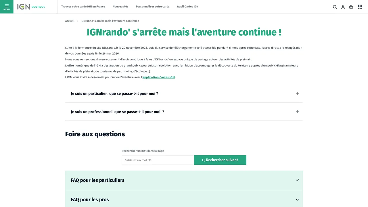 Aperçu du site IGNrando'