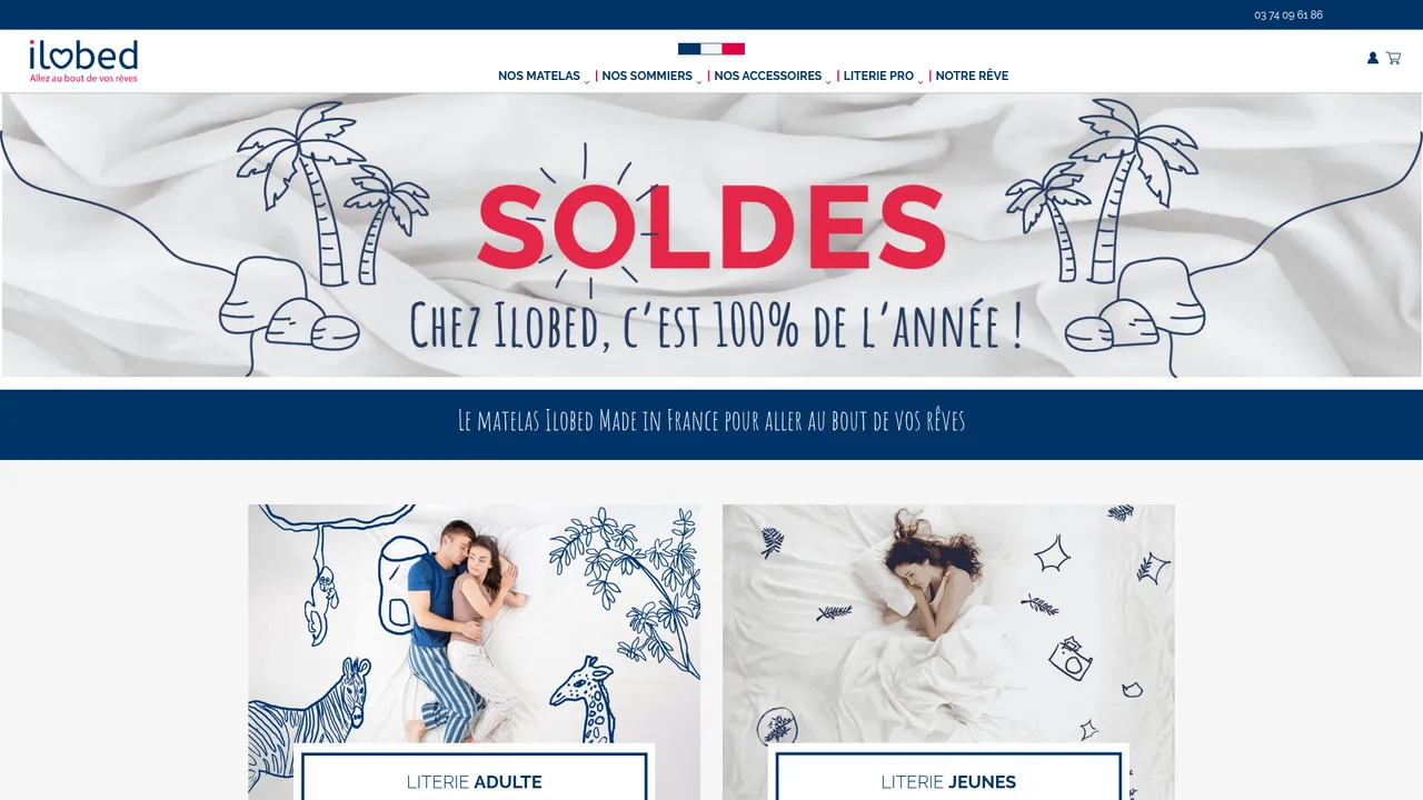 Aperçu du site Ilobed : matelas