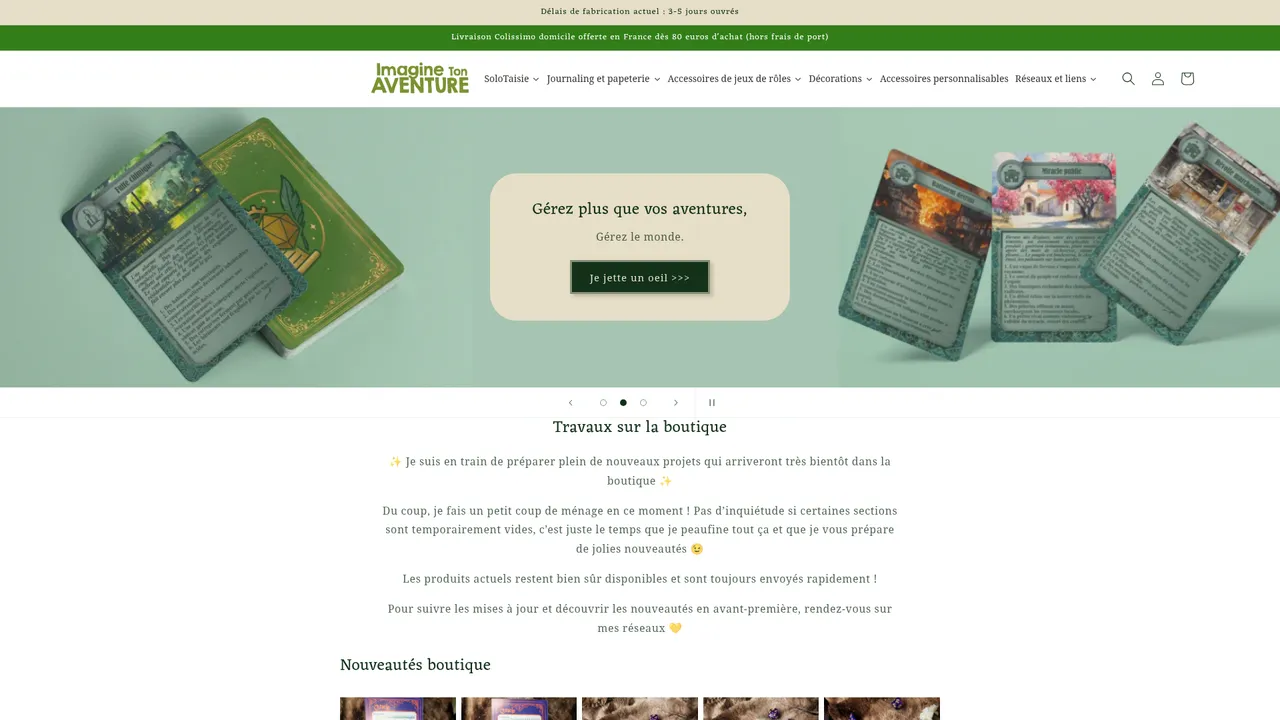 Aperçu du site ImagineTonAventure