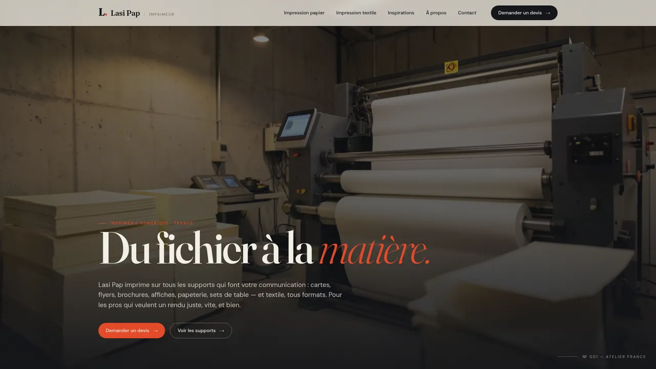 Aperçu du site Lasipap, imprimeur en ligne