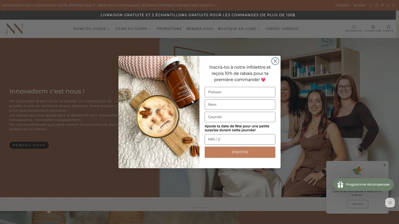 Screenshot de innovadermesthetique.com