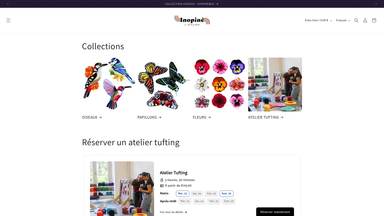 Screenshot de Inopiné l'Atelier - Tapis sur mesure