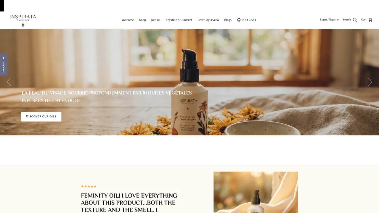 Aperçu du site INSPIRATA AYURVEDA