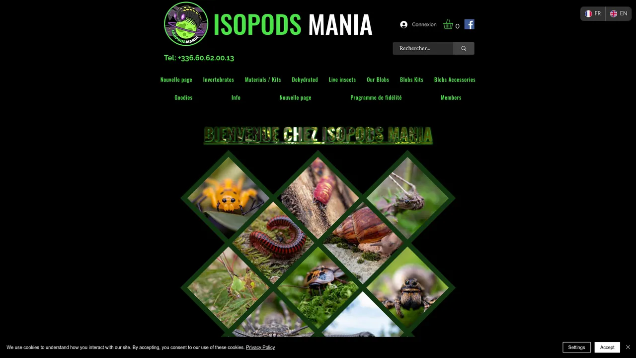 Aperçu du site Isopods Mania