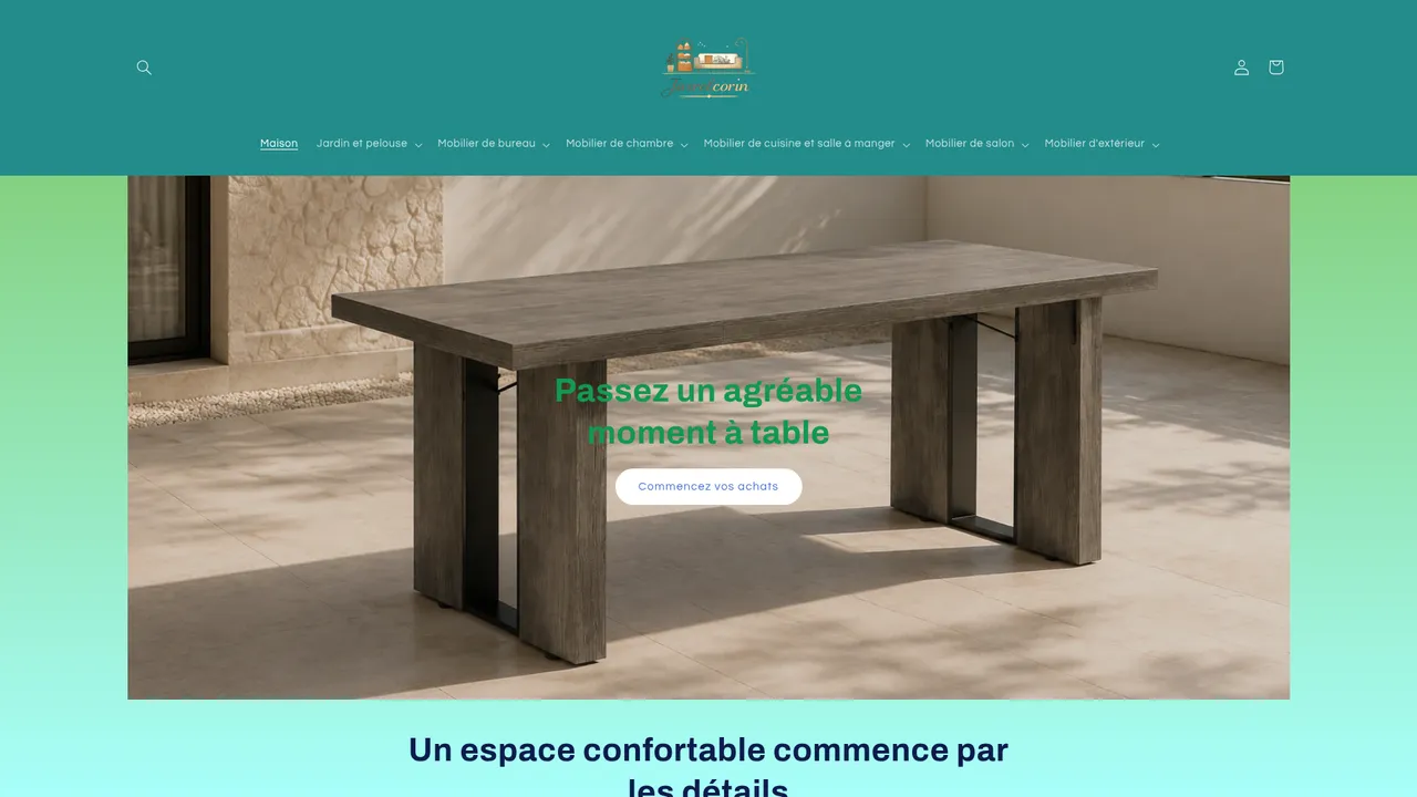 Screenshot de Jasrelcorin – Mobilier Maison, Bureau & Jardin Design